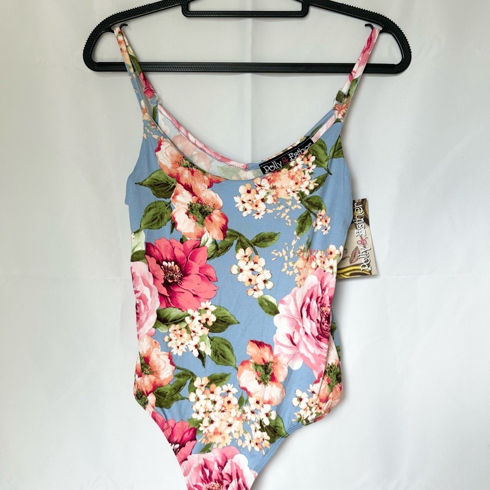 Polly & Esther Floral Bodysuit - Blue and Pink